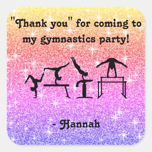 Thank you for coming to my Gymnastics Party Square Sticker