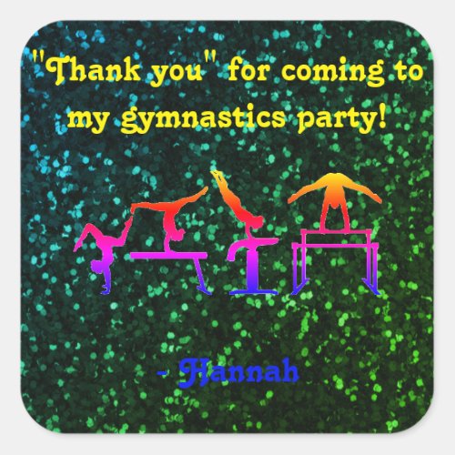 Thank you for coming to my Gymnastics Party Square Sticker