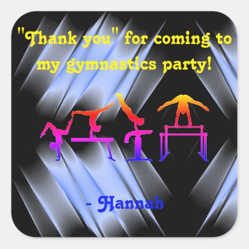 Thank you for coming to my Gymnastics Party Square Sticker