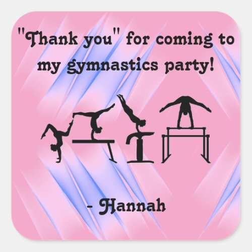 Thank you for coming to my Gymnastics Party Square Sticker