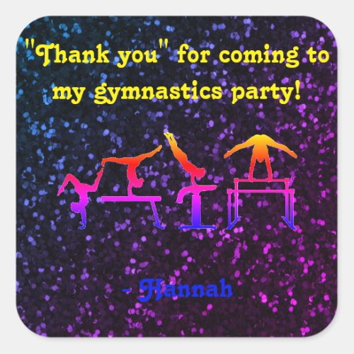 Thank you for coming to my Gymnastics Party Square Sticker