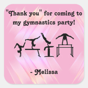 "Thank you" for coming to my Gymnastics Party! Square Sticker