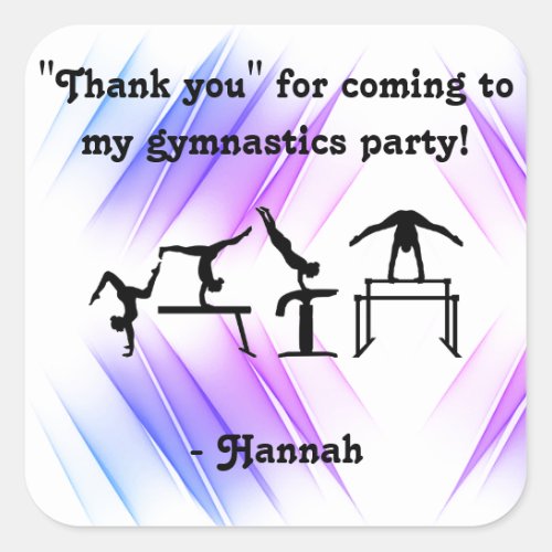 Thank you for coming to my Gymnastics Party Square Sticker