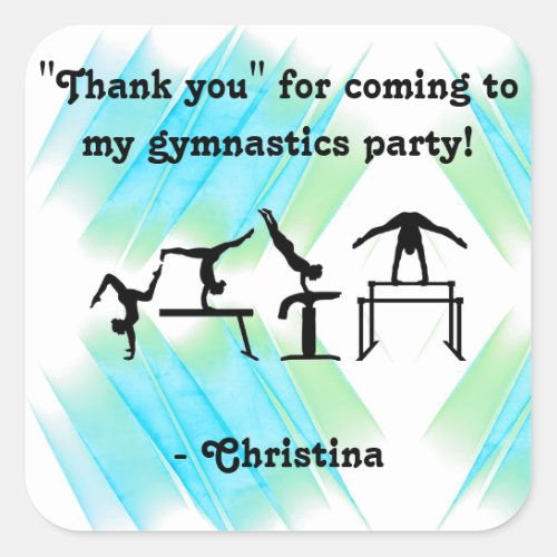 Thank you for coming to my Gymnastics Party Square Sticker