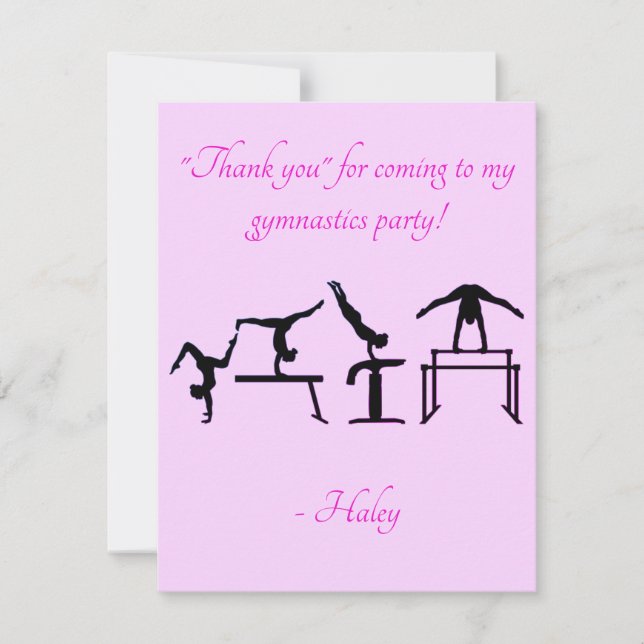 "Thank You" for coming to my GYMNASTICS PARTY! Thank You Card (Front)