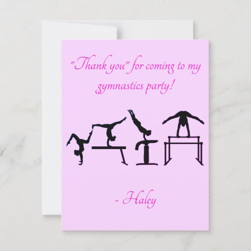 Thank You for coming to my GYMNASTICS PARTY Thank You Card