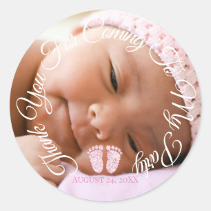 Thank You For Coming To My Party Baby Girl Shower Classic Round Sticker
