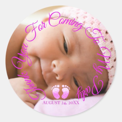 Thank You For Coming To My Party Baby Shower Pink Classic Round Sticker