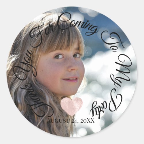 Thank You For Coming To My Party Birthday Heart Classic Round Sticker