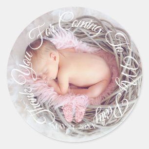 Thank You For Coming To My Party Photo Baby Shower Classic Round Sticker