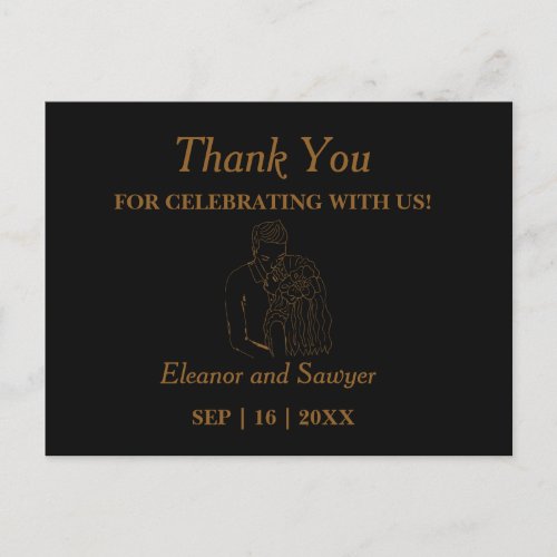 Thank you for coming to our wedding Elegant Holiday Postcard