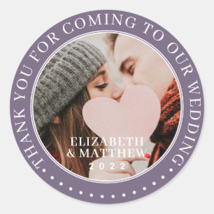 Thank You For Coming To Our Wedding Modern Photo Classic Round Sticker
