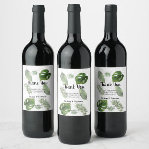 Thank You for Coming Tropical Palm Wedding Favor Wine Label