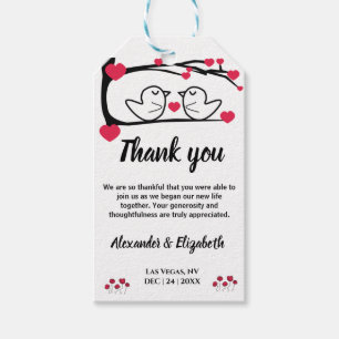 Thank You for Coming Wedding Favor Love Bird Gift Gift Tags