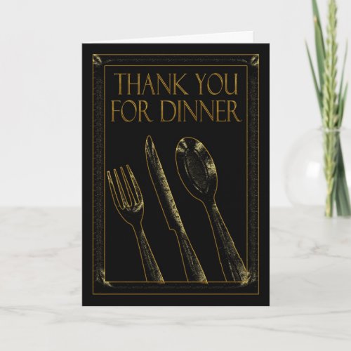 Thank You For Dinner Stylish Card Black And Gold