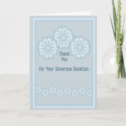 Thank You for Donation Card Blue Flowers