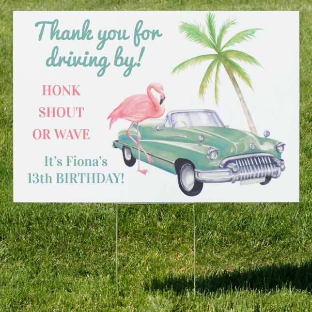 Thank You For Driving By Tropical Retro Car Sign (Insitu)