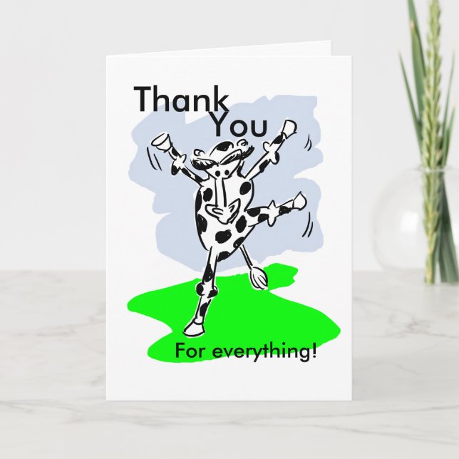 Thank you for everything! Dancing cow cartoon (Front)
