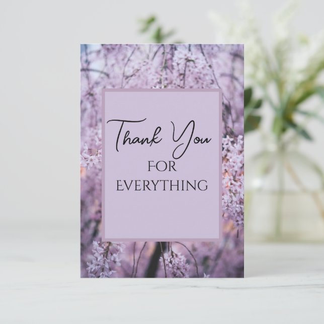 Thank You for Everything Lilac Floral Springtime Card (Standing Front)