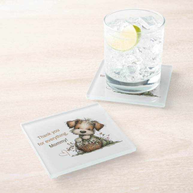 Thank you for everything, Mom! Glass Coaster (Angled)