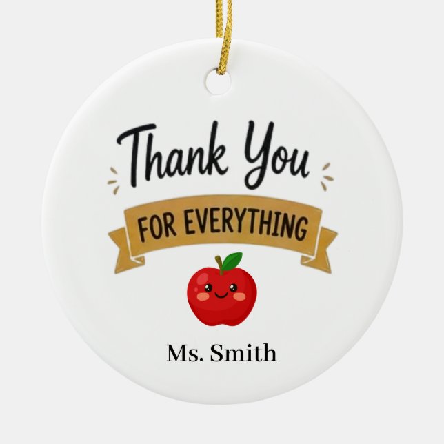 Thank You for Everything Personalized Ceramic Ornament (Front)