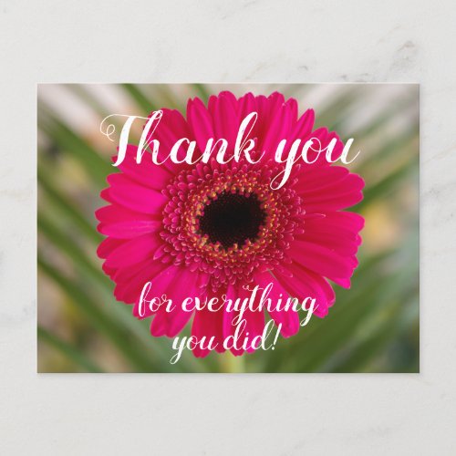 Thank you for everything you did for us flower pos postcard