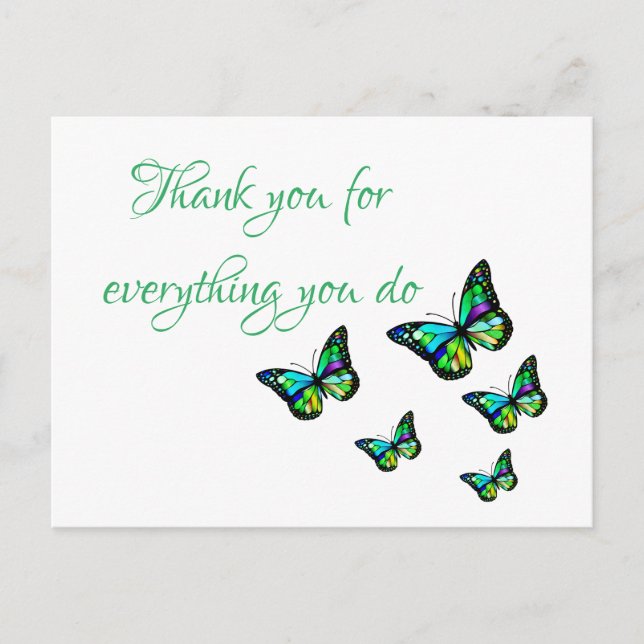 Thank you for everything you do butterfly postcard (Front)