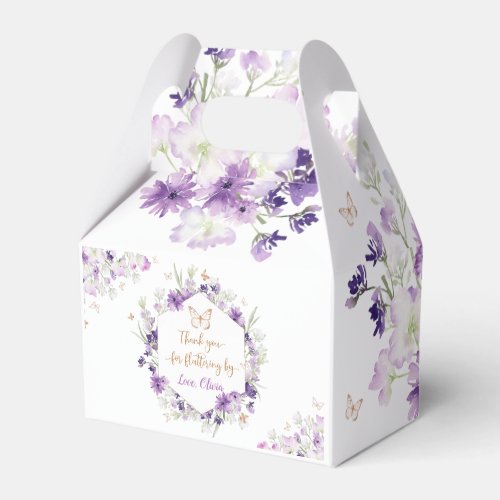 Thank you for fluttering by purple butterfly favor boxes