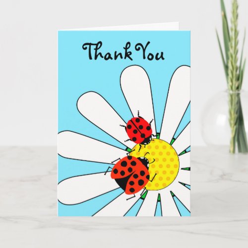 Thank You for Friendship with Ladybugs on Daisy Card