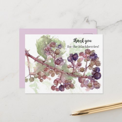 Thank you for Garden Produce Blackberries Fruit Postcard