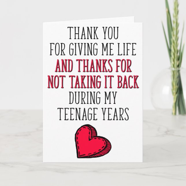 Thank You For Giving Me Life, Mother's Day Card (Front)