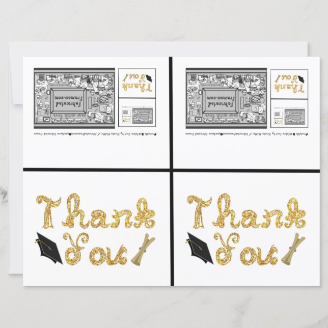 Thank you for Graduation Gift 2 Cards Paper Sheet (Front)