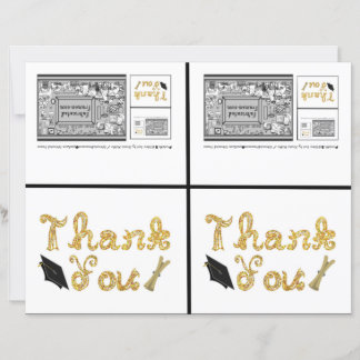 Thank you for Graduation Gift 2 Cards Paper Sheet