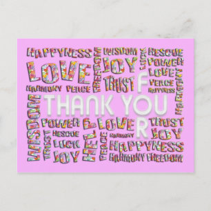 Thank You For ... Hearts lightpink Postcard