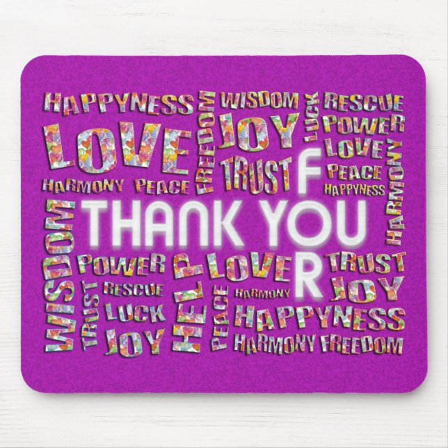 Thank You For ... Hearts | magenta splatter Mouse Pad (Front)