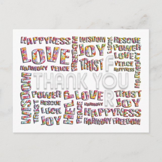 Thank You For ... Hearts Postcard (Front)