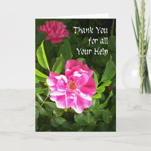 Thank You for Help Card _ Pink Roses