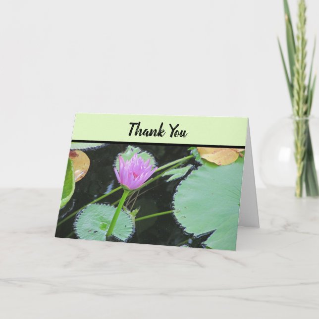 Thank You for Help Pretty Pink Water Lily Bloom Card (Front)