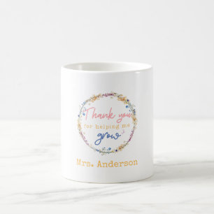 "THANK YOU FOR HELPING " Floral, Gift for Teachers Coffee Mug