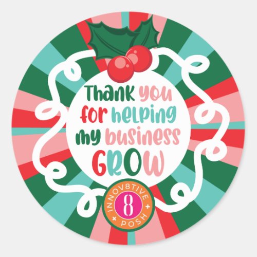 Thank you for helping Innov8tive  Posh Christmas Classic Round Sticker