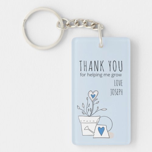 Thank You for Helping Me Grow Blue Potted Plant Keychain