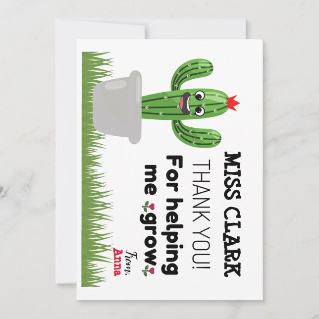 Thank you for helping me grow card (Front)