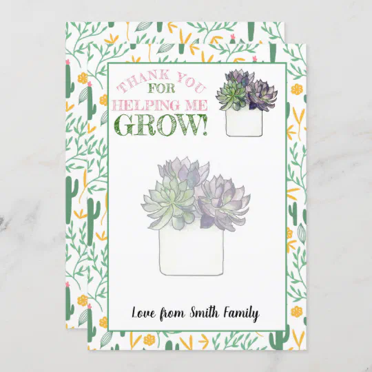 Thank You For Helping Me Grow Card Holder Voucher Zazzle Com