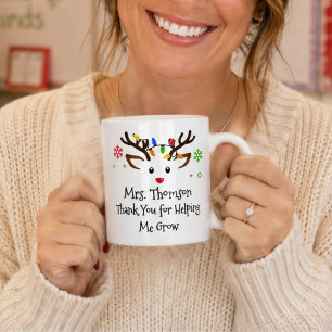 Thank You for Helping Me Grow Christmas Reindeer  Coffee Mug