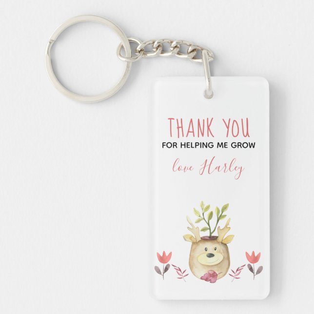 Thank You for Helping Me Grow Cute Potted Plant Keychain (Front)
