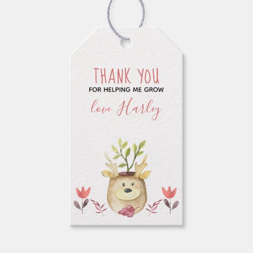 Thank You for Helping Me Grow Deer Potted Plant Gift Tags