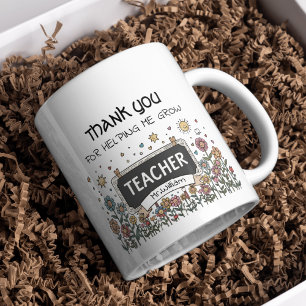 Thank You for Helping Me Grow Floral Teacher Coffee Mug
