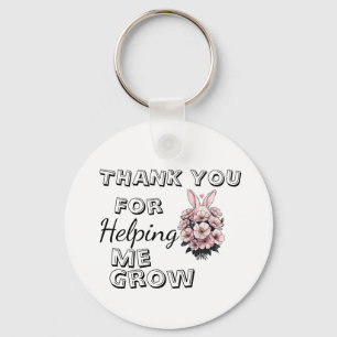 Thank You for Helping Me Grow Floral Teacher Keychain