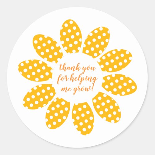 Thank you for helping me grow Flower Classic Round Sticker