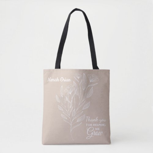 Thank you For helping me grow line art tote